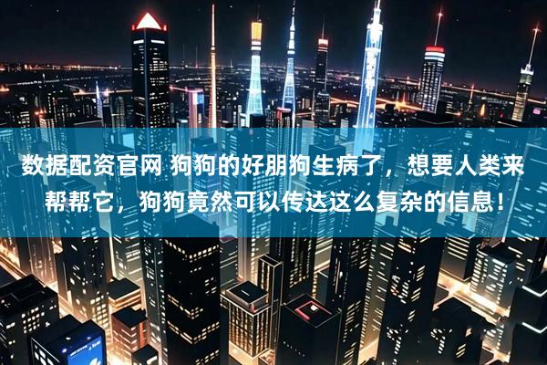 数据配资官网 狗狗的好朋狗生病了，想要人类来帮帮它，狗狗竟然可以传达这么复杂的信息！