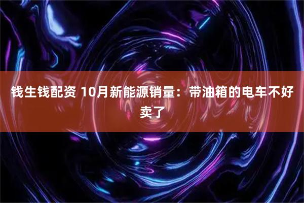 钱生钱配资 10月新能源销量：带油箱的电车不好卖了